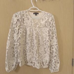 INC International Concepts White Lace Top (S)
